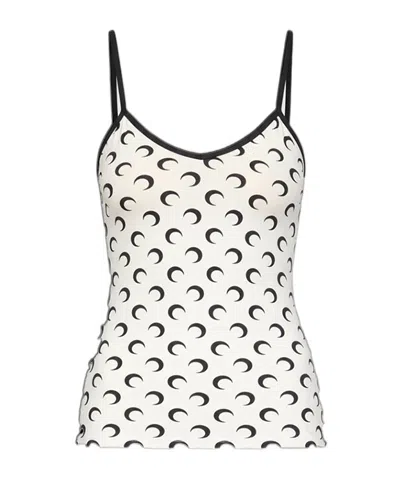 Marine Serre Moon Print Suspender Belt In White