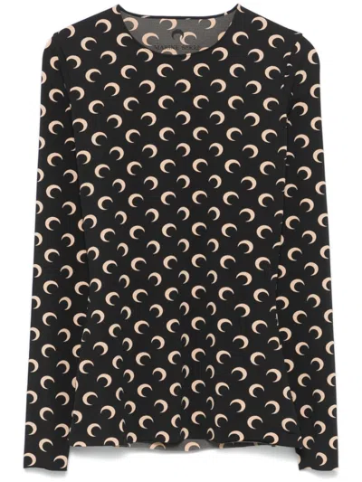 Marine Serre Moon-print T-shirt In Black