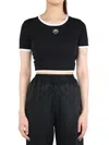 Marine Serre Ribbed Jersey Cropped Top Featuring Moon Logo In Black