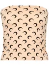Marine Serre Moon Print Strapless Fitted Top In Beige