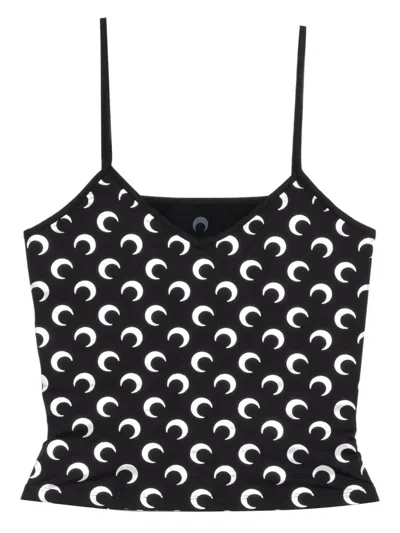 Marine Serre Moon-print Top In Black