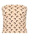 Marine Serre Tan Moon Printed Jersey Second Skin Tube Top In Multi