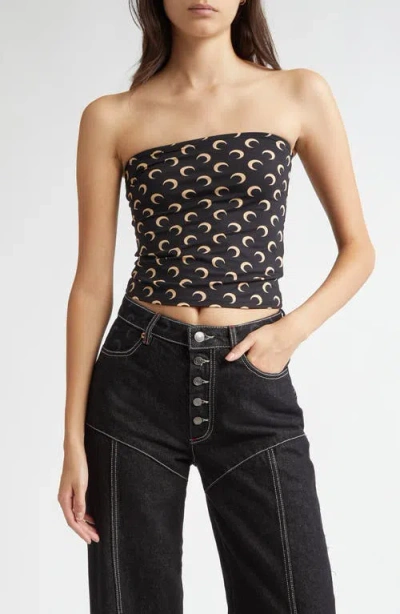 Marine Serre Moon Print Tube Top In Black