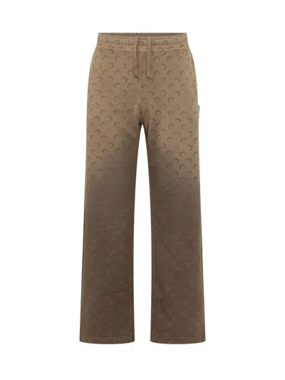 Marine Serre Moon Print Wide-leg Trousers In Brown