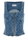 Marine Serre Stylish Sleeveless Denim Patterned Top In Blue
