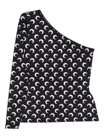 Marine Serre Moon-printed Asymmetric Top In Black