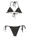 Marine Serre Halter Neck Triangle Bikini Set In Black