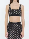 Marine Serre "moon" Printed Jersey Sports Bra In Black