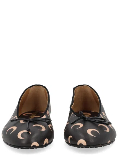 Marine Serre Moon Printed Canvas Ballerina Flats In Black
