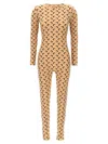 Marine Serre Tan All Over Moon Jumpsuit In Beige