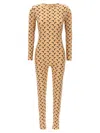 Marine Serre Tan All Over Moon Jumpsuit In Beige