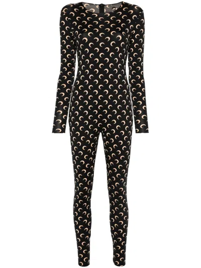 Marine Serre Moon Printed Catsuit In Black
