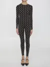 Marine Serre Regenerated All Over Moon Jersey Catsuit Clothing In Black