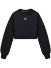 Marine Serre Logo Embroidery Cropped Sweatshirt - Women's - Regenerative Cotton/organic Cotton/recycled Cotton In Black