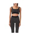 Marine Serre Black Top With All-over Crescent Moon Print In Tech Fabric Woman In Black