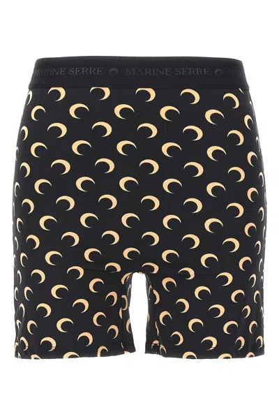 Marine Serre Womens Inverse Tan Moon Logo Stretch-jersey Shorts Xl In Black