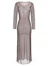 Marine Serre Brown Moon-print Mesh Maxi Dress
