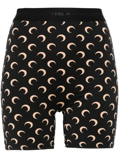 Marine Serre Moon Printed Jersey Biker Shorts In Black