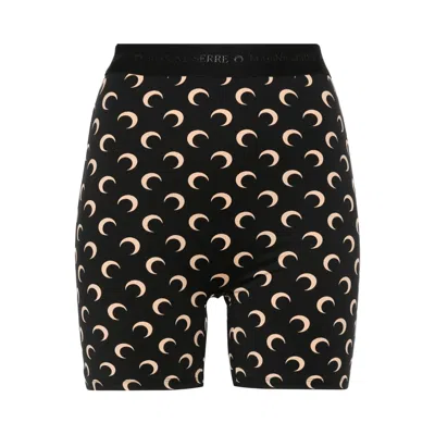 Pre-owned Marine Serre Moon Printed Jersey Biker Shorts 'inverse Tan' | Black | Women's Size S
