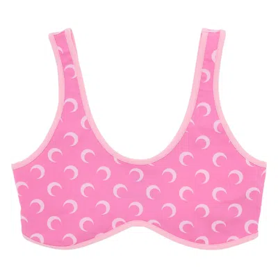 Pre-owned Marine Serre Moon Printed Jersey Bra 'pink' | Women's Size L