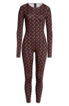 Marine Serre Black All Over Moon Jumpsuit In Bk97 Black/red