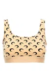 Marine Serre Beige Top With All-over Crescent Moon Print In Gold