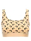 Marine Serre Beige Moon Printed Jersey Cropped Top In Orange