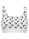 Marine Serre Crescent Moon-print Crop Top In White/black