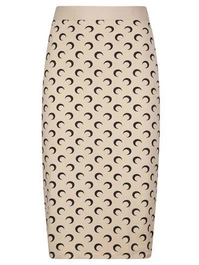 Marine Serre Moon Printed Jersey Knee Skirt In Multi