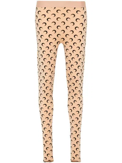 MARINE SERRE MARINE SERRE "MOON" PRINTED JERSEY LEGGINGS CLOTHING
