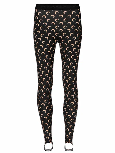 Marine Serre Moon Printed Jersey Leggings In Black