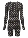 Marine Serre Celestial Pattern Long Sleeve Short Jumpsuit In Black