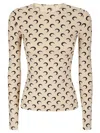 Marine Serre Beige Crewneck T-shirt With All-over Crescent Moon Print In Neutral