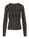 Marine Serre Moon Printed Jersey Ls Crewneck Top Tops Black In Black