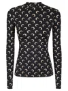 Marine Serre Moon Printed Jersey Ls Crewneck Top Tops Black In Black