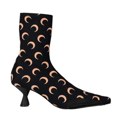 MARINE SERRE MOON PRINTED JERSEY MS BOOTS IN BLACK