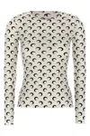 Marine Serre White Crescent Moon Print Top In Black