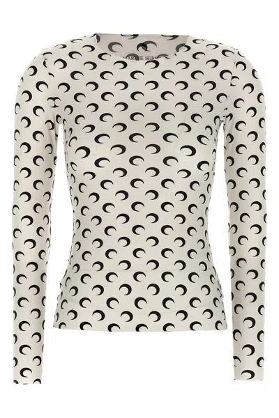 Marine Serre 'moon Printed Jersey Second Skin' T-shirt In Black