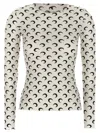 Marine Serre White Crescent Moon Print Top In Multi