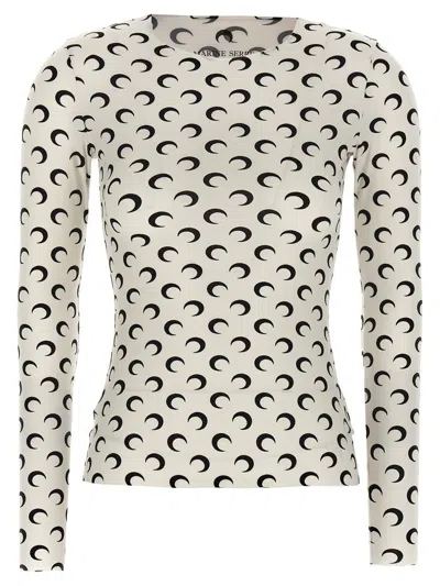 Marine Serre White Crescent Moon Print Top