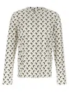 Marine Serre White Crewneck Top With All-over Moon Print In Tech Fabric Stretch Woman