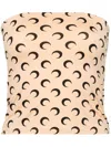 Marine Serre Moon Print Strapless Fitted Top In Brown
