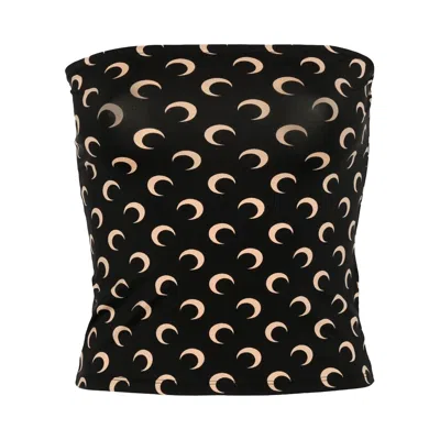 Pre-owned Marine Serre Moon Printed Jersey Second Skin Tube Top 'inverse Tan' | Women's Size Xs In Brown