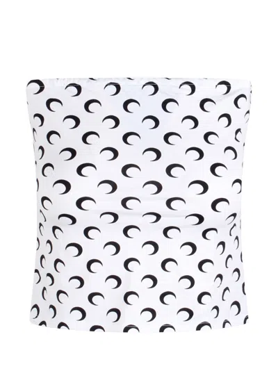 Marine Serre Moon Printed Second Skin Tube Top In White