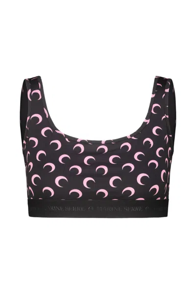 Marine Serre Moon Printed Jersey Sport Bra Clothing In Black
