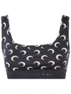 Marine Serre "moon" Printed Jersey Sports Bra In Black
