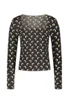 Marine Serre Moon Printed Jersey Square Neck Top Clothing In Black