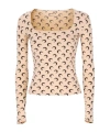 Marine Serre Moon Printed Jersey Ls Squareneck Top In Multi