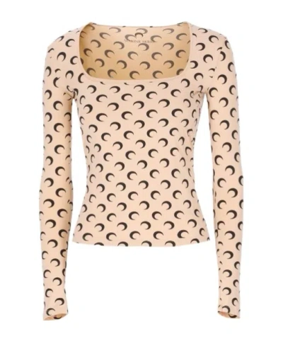 MARINE SERRE MARINE SERRE MOON PRINTED JERSEY SQUARE-NECK TOP