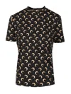 Marine Serre Moon Printed Jersey Ss Crewneck Top Tops Black In Black